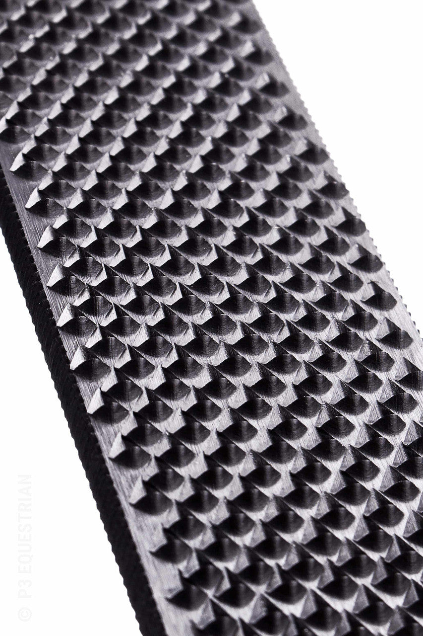 Tooth pattern showing the very sharp Bassoli farrier rasp close up