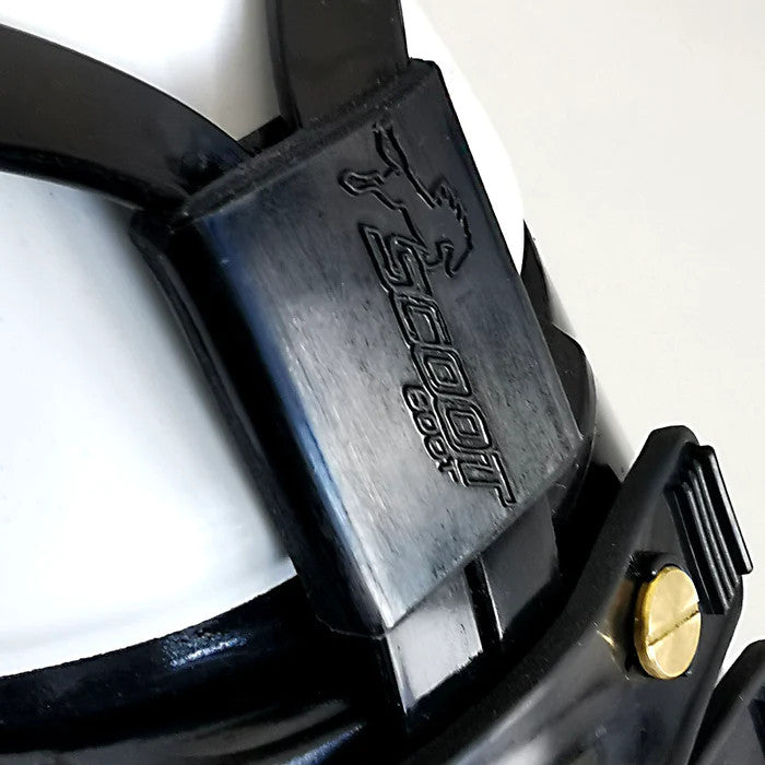 Mud Straps with Collar on Scoot Boot Black Close Up