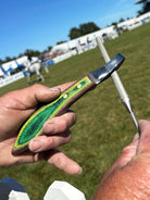 Paul Mitchell knife sharpener in use
