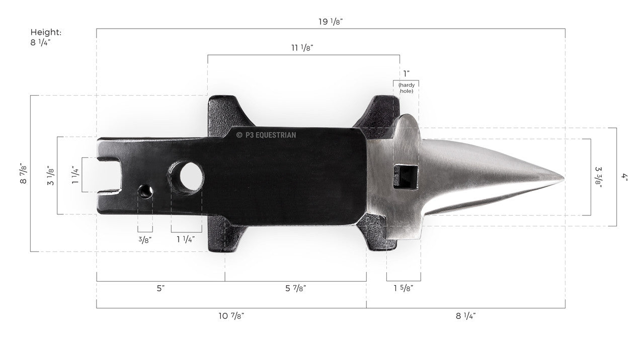 NC Big Face Anvil with dimensions